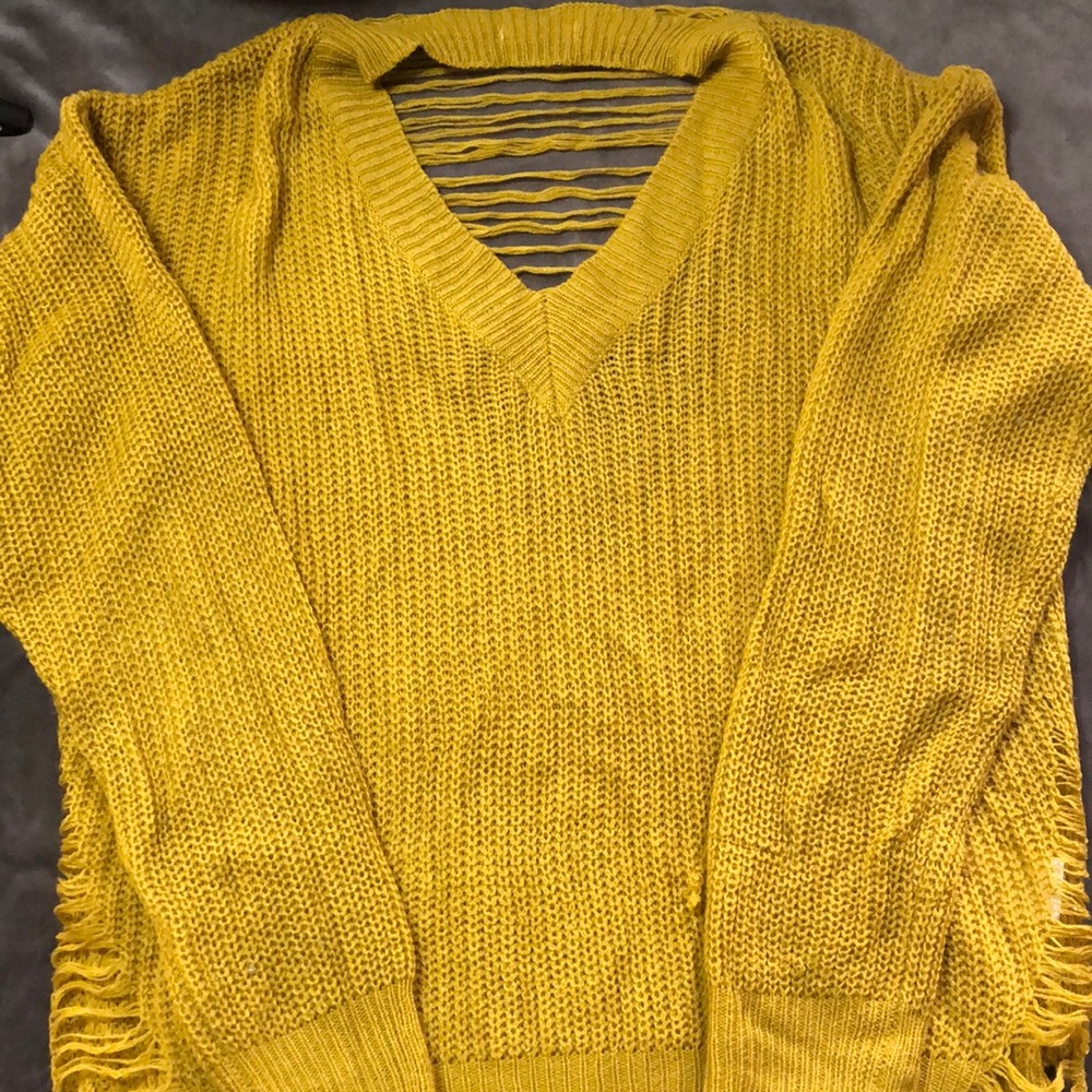 Codi mustard yellow open back& sides sweater Size:Medium